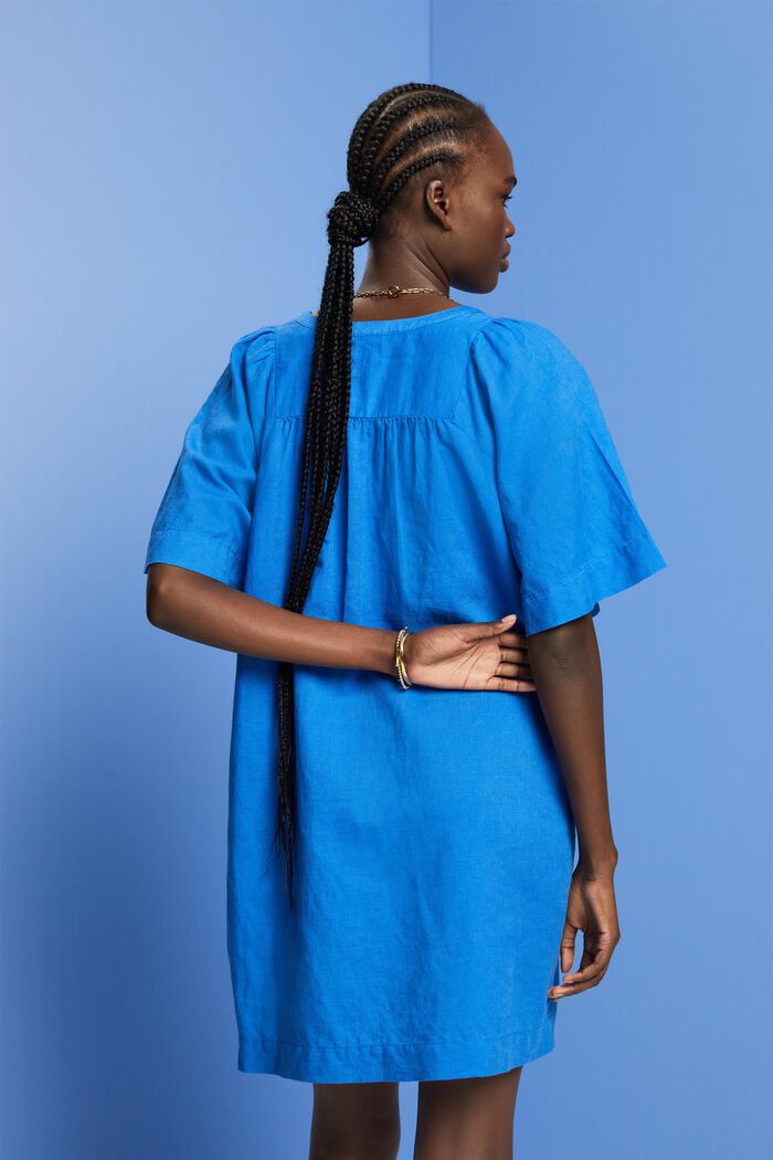 Mini-robe, mélange de coton et de lin, BRIGHT BLUE, detail image number 3