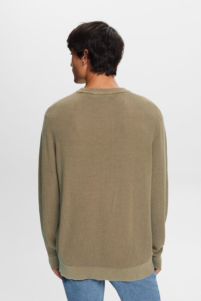 Pullover mit Rundhalsausschnitt, 100 % Baumwolle, KHAKI GREEN, detail image number 3