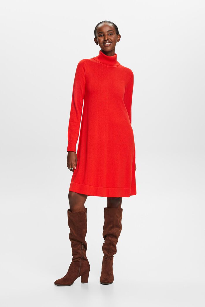 Mini-robe en maille à col roulé, RED, detail image number 0