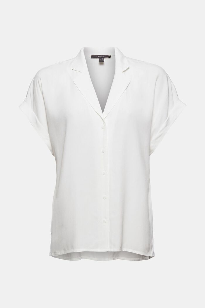 Top façon blouse à col pyjama, LENZING™ ECOVERO™, OFF WHITE, detail image number 7