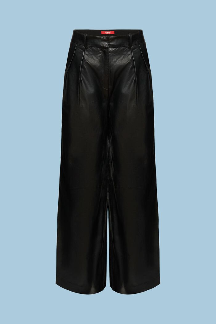 Pantalon en cuir à jambes larges, BLACK, detail image number 6