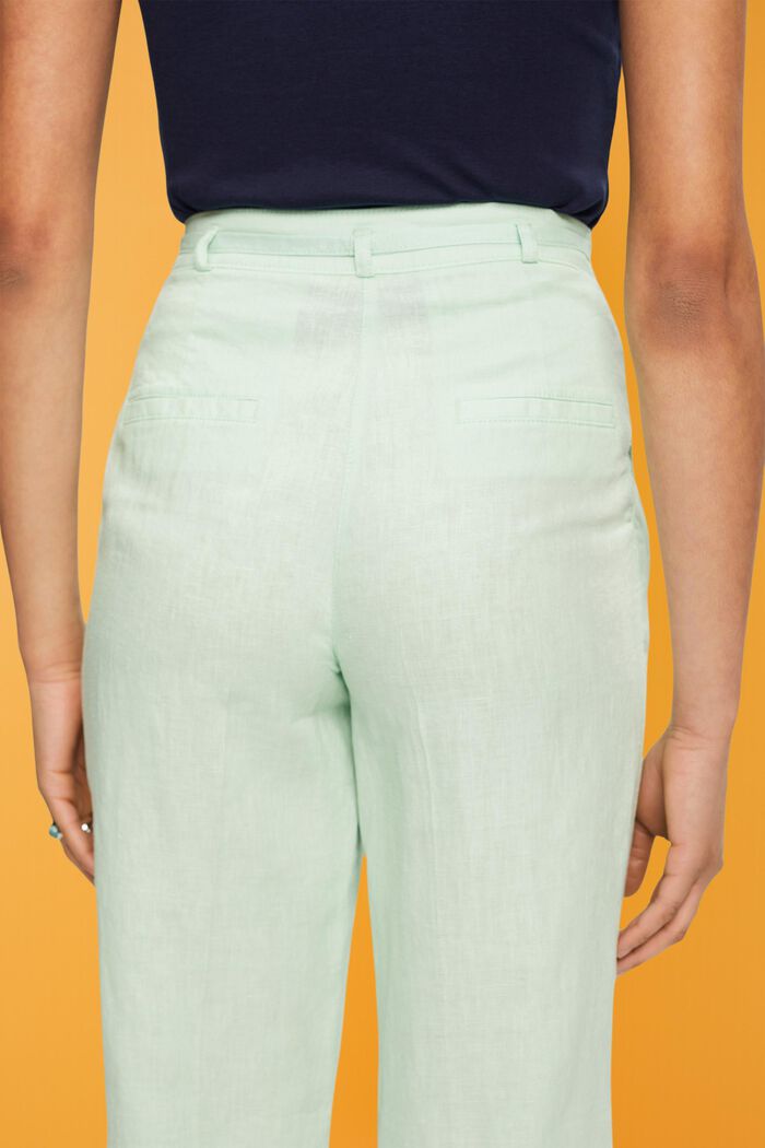 Pantalon en lin à jambes larges, PASTEL GREEN, detail image number 4