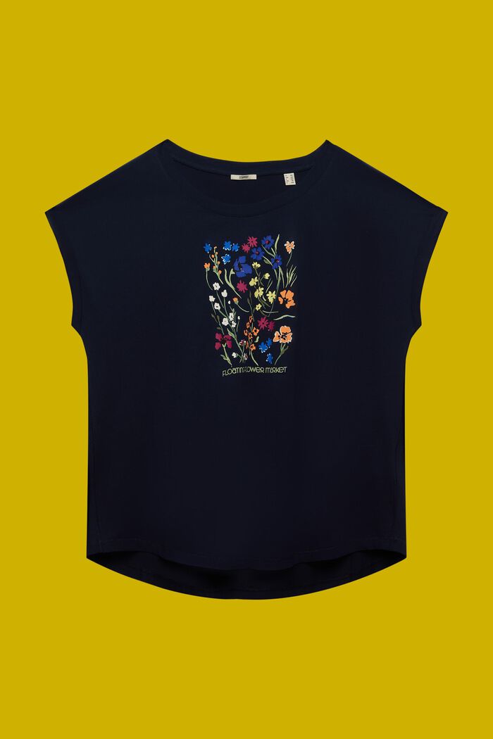 T-shirt CURVY à imprimé sur le devant, 100 % coton, NAVY, detail image number 6