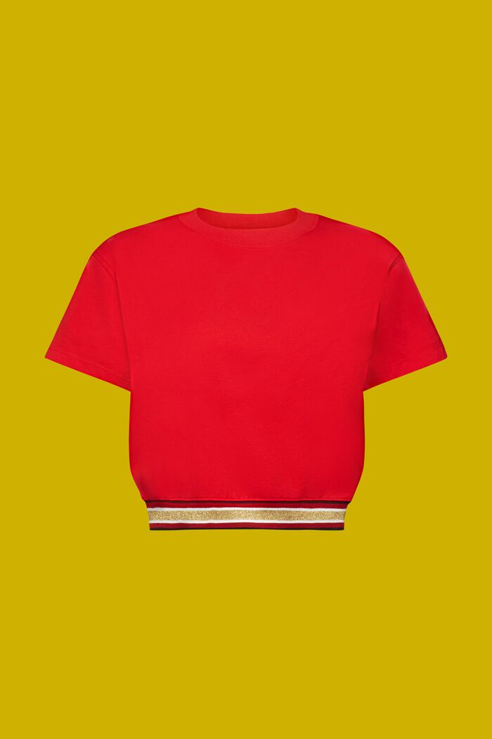T-shirt de coupe courte à bande pailletée, RED, detail image number 6