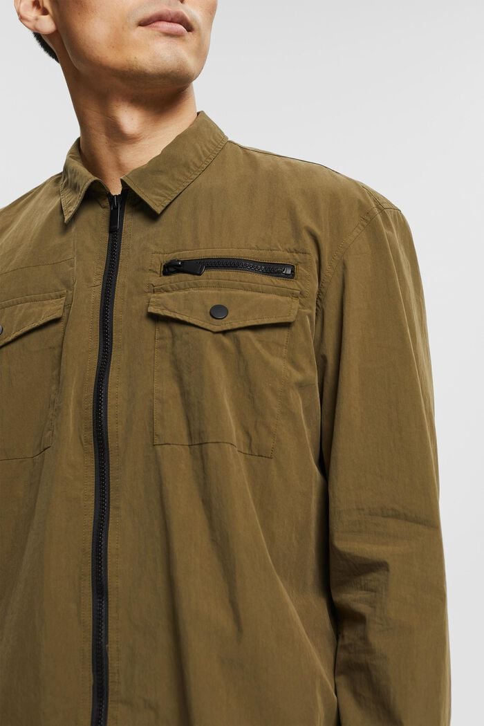 Légère veste chemise zippée, DARK KHAKI, detail image number 2