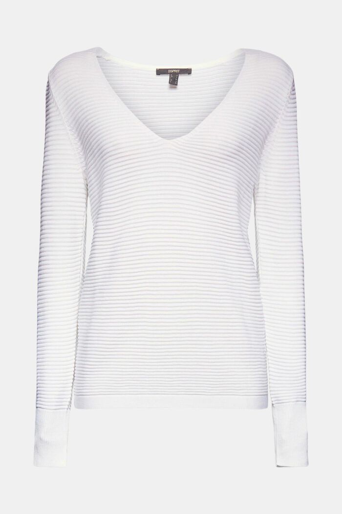 Mit Lyocell TENCEL™: Ripp-Pullover, WHITE, detail image number 0