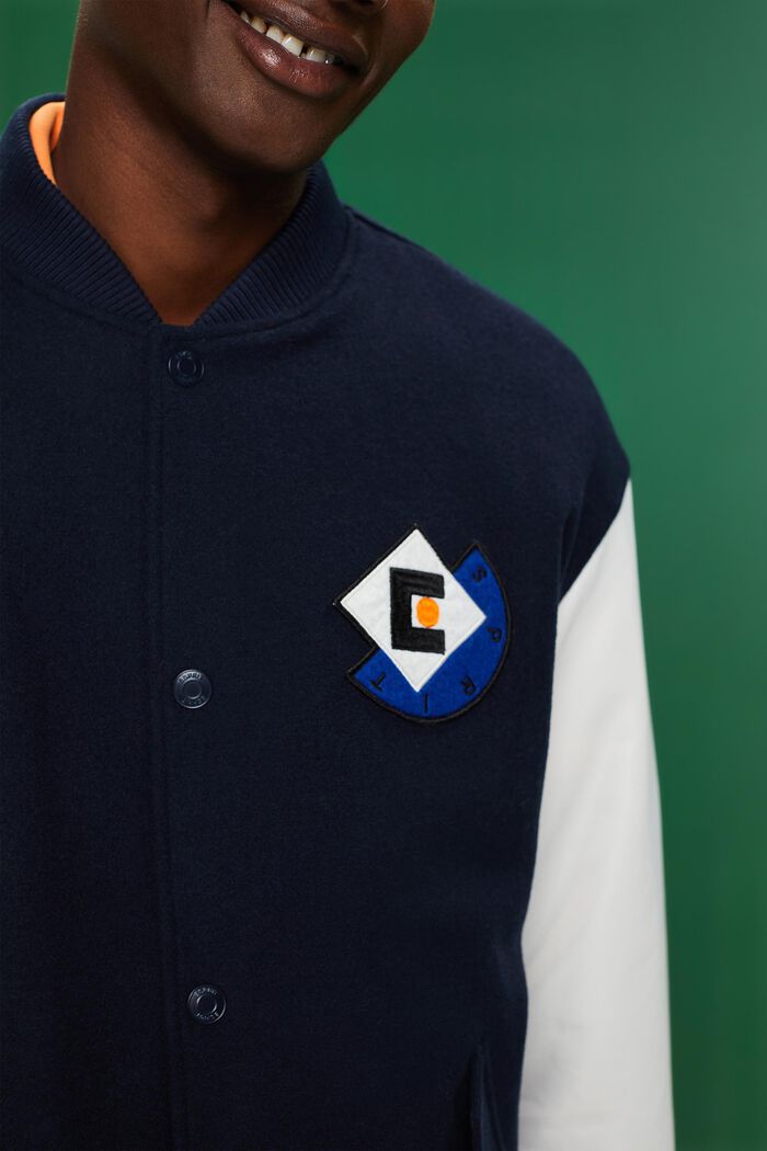 Collegejacke aus Wollmix mit Logo-Patch, NAVY, detail image number 2
