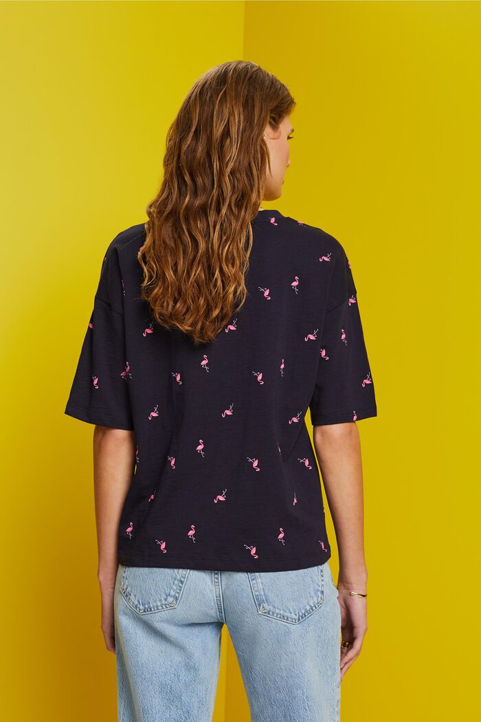 T-Shirt mit Allover-Print, 100 % Baumwolle, NAVY, detail image number 3
