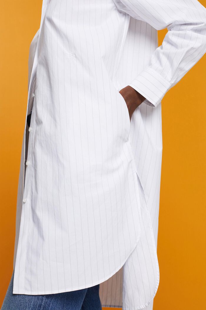Hemdblusenkleid mit Nadelstreifen, 100 % Baumwolle, WHITE, detail image number 4