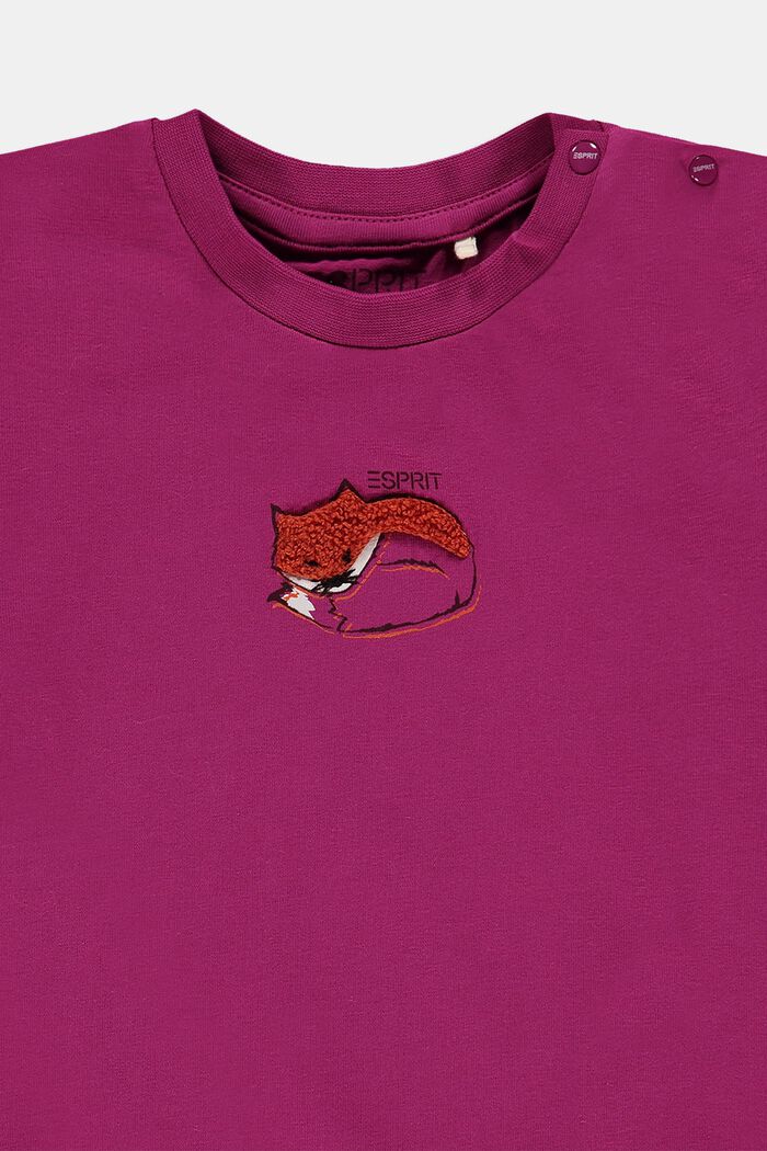 T-shirt à manches longues et motif 3D, coton biologique, BERRY PURPLE, detail image number 2