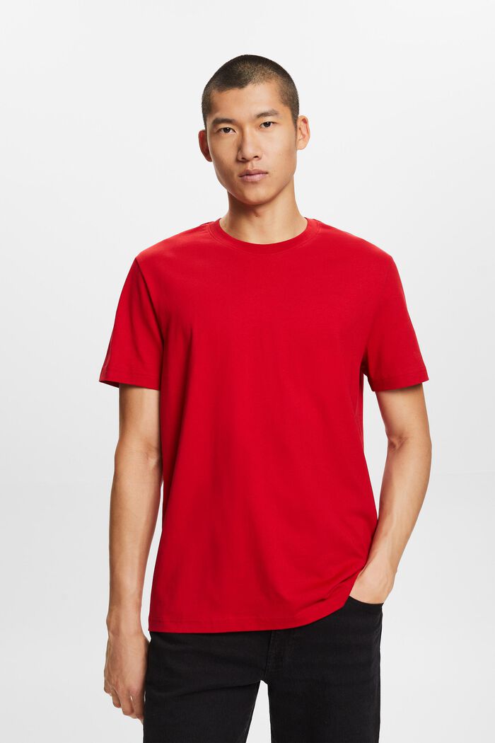 T-shirt à col rond en jersey de coton Pima, DARK RED, detail image number 0