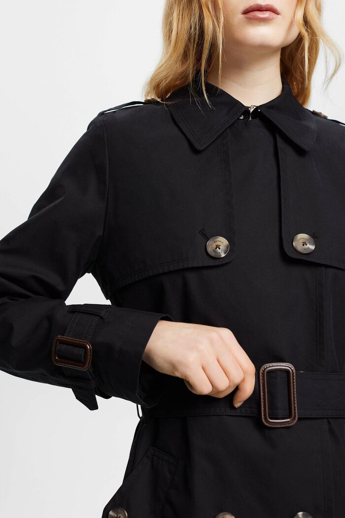 Trench-coat à boutonnage croisé et ceinture, BLACK, detail image number 2
