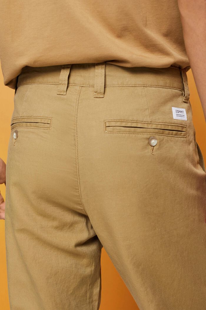 Pantalon en mélange de coton et de lin, KHAKI BEIGE, detail image number 4
