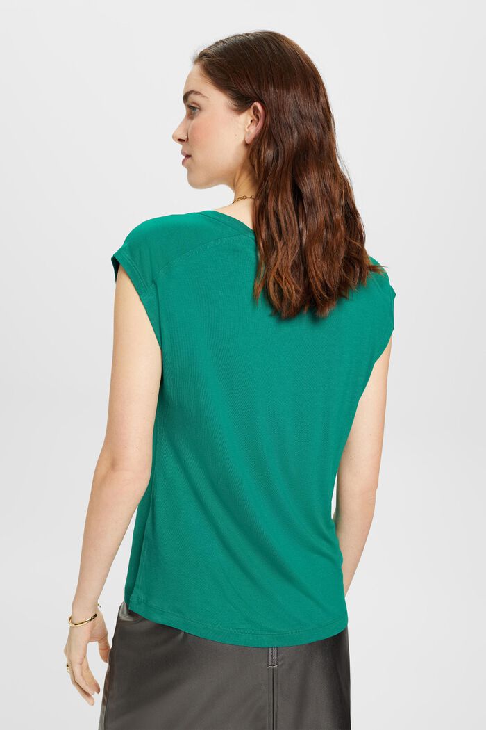 T-Shirt mit Print vorne, LENZING™ ECOVERO™, EMERALD GREEN, detail image number 3