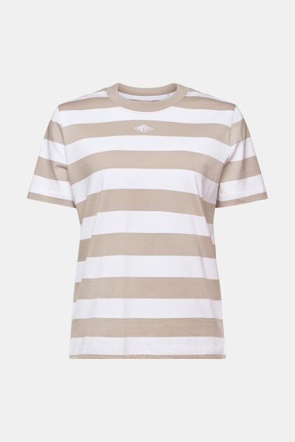 Streifen-T-Shirt aus Pima-Baumwolle mit Stickerei