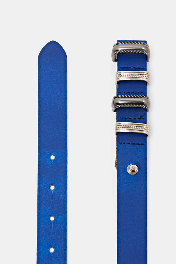 Schmaler Ledergürtel, BRIGHT BLUE, detail image number 1