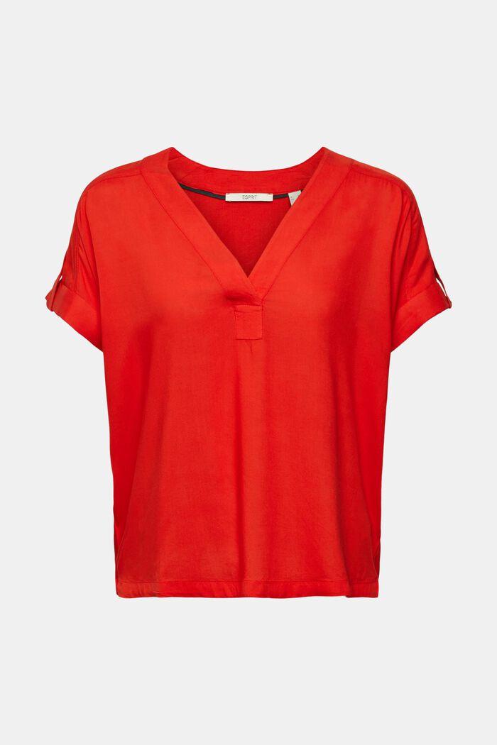 Bluse mit V-Ausschnitt, LENZING™ ECOVERO™, ORANGE RED, detail image number 2