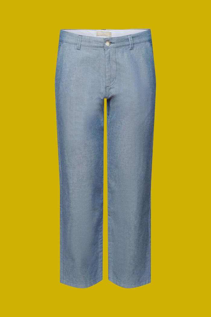 Chino en tissu structuré, 100 % coton, BLUE, detail image number 7