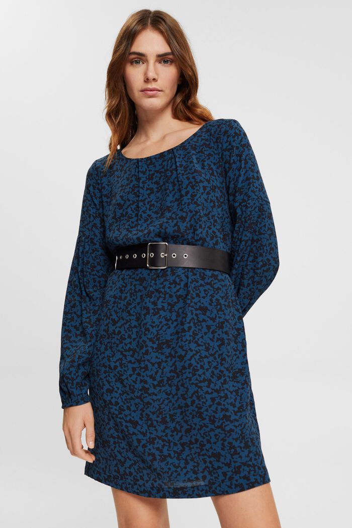Mini-robe en viscose à motif, PETROL BLUE, detail image number 0