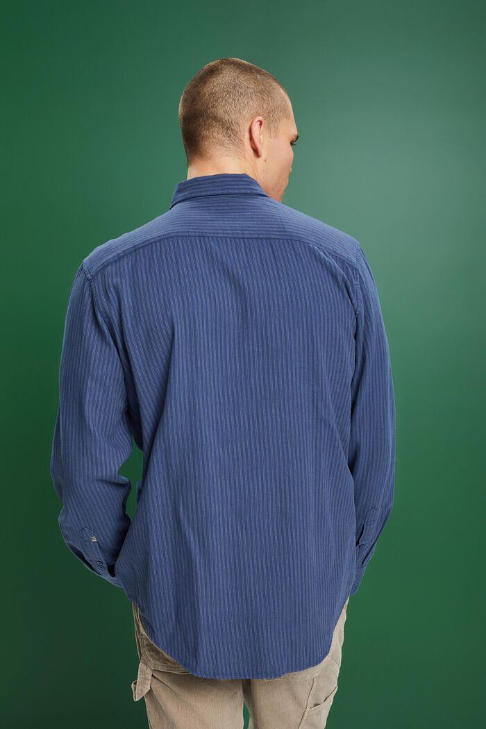 Baumwollflanell-Hemd mit Nadelstreifen, GREY BLUE, detail image number 3