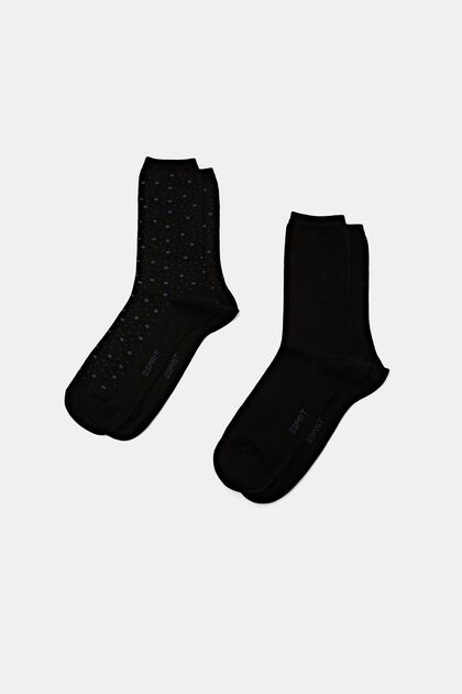 Lot de 2 paires de chaussettes, en coton biologique, BLACK, overview