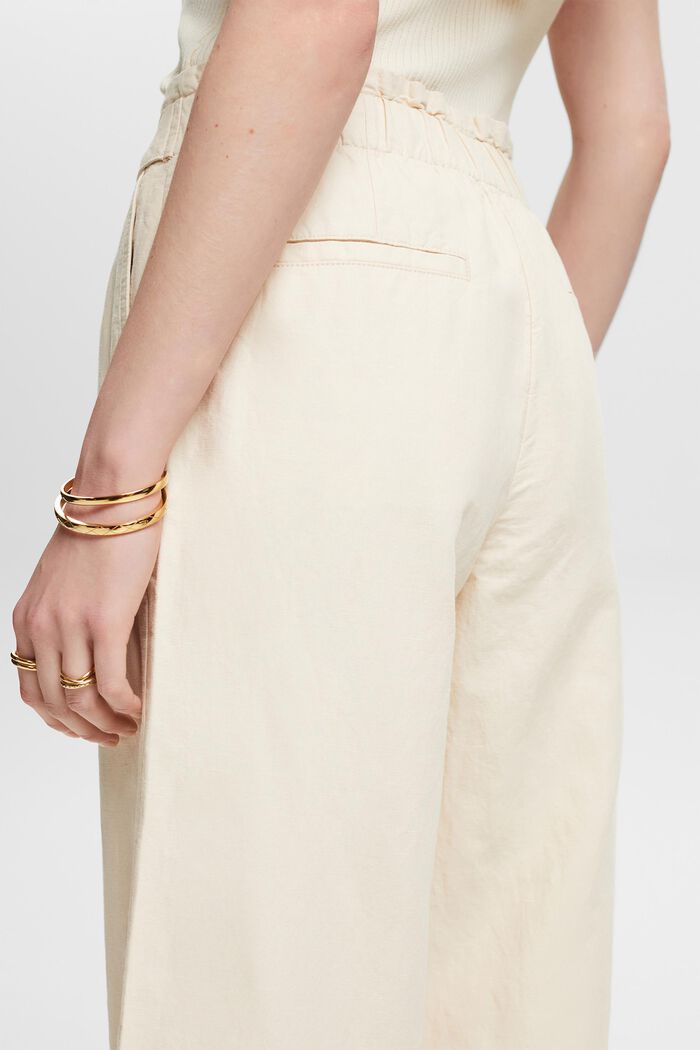 Jupe-culotte cropped en coton et lin, CREAM BEIGE, detail image number 3