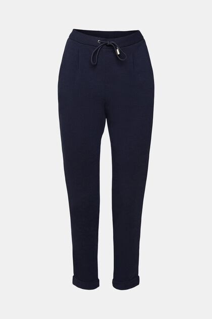 Pantalon de style jogging texturé à taille haute, NAVY, overview