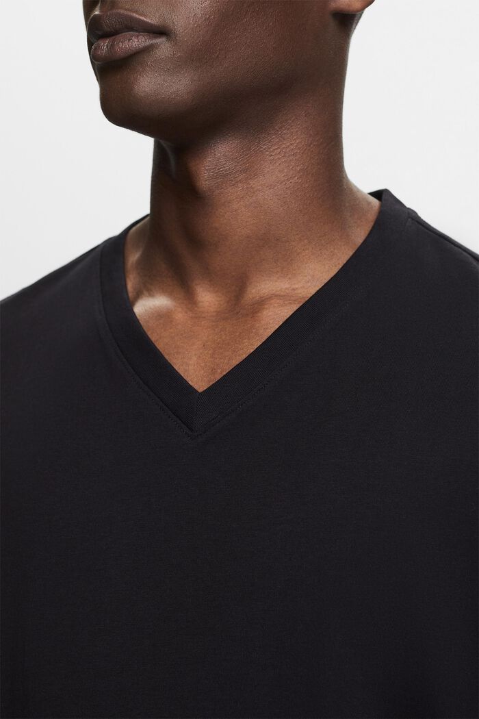 T-Shirt mit V-Ausschnitt aus Bio-Baumwolle, BLACK, detail image number 3