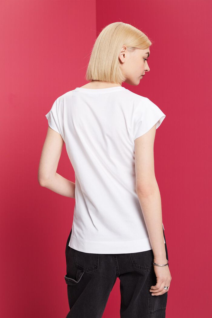 T-shirt imprimé ton sur ton, 100 % coton, WHITE, detail image number 3