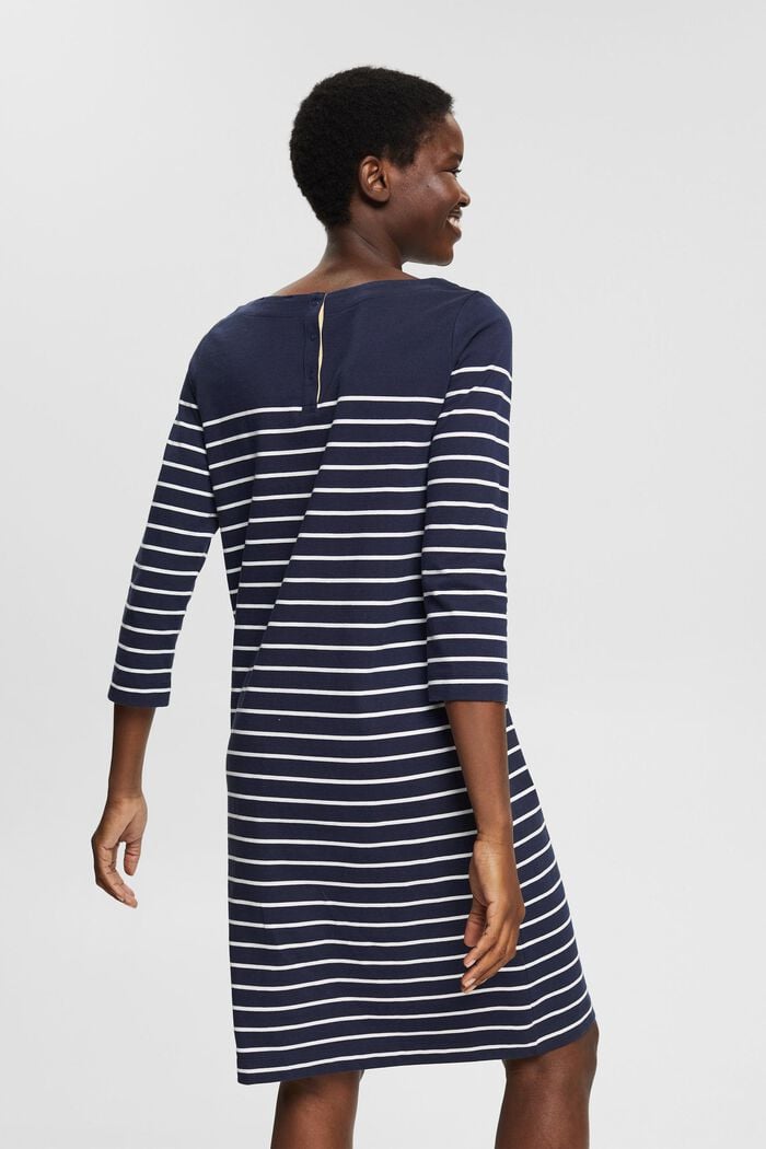 Jerseykleid mit Streifen, 100% Baumwolle, NAVY, detail image number 2