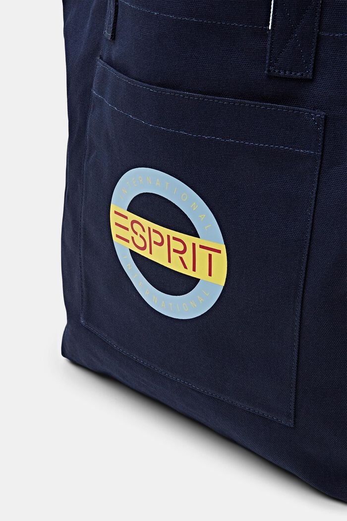 Tote Bag aus Baumwolle mit Logodesign, NAVY, detail image number 1