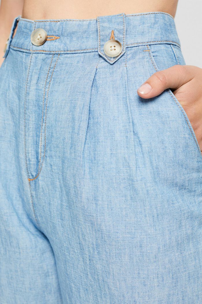 À teneur en lin : la jupe-culotte d´aspect denim, BLUE LIGHT WASHED, detail image number 0