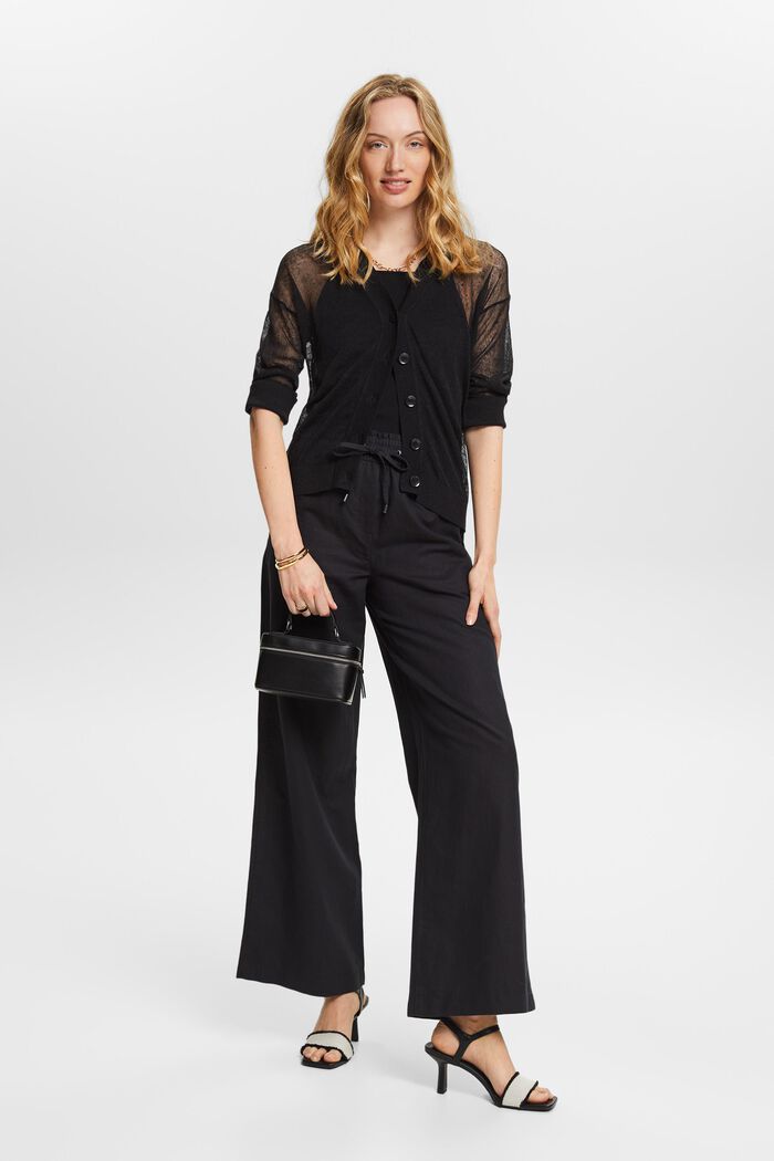 Pantalon en coton et lin, BLACK, detail image number 5