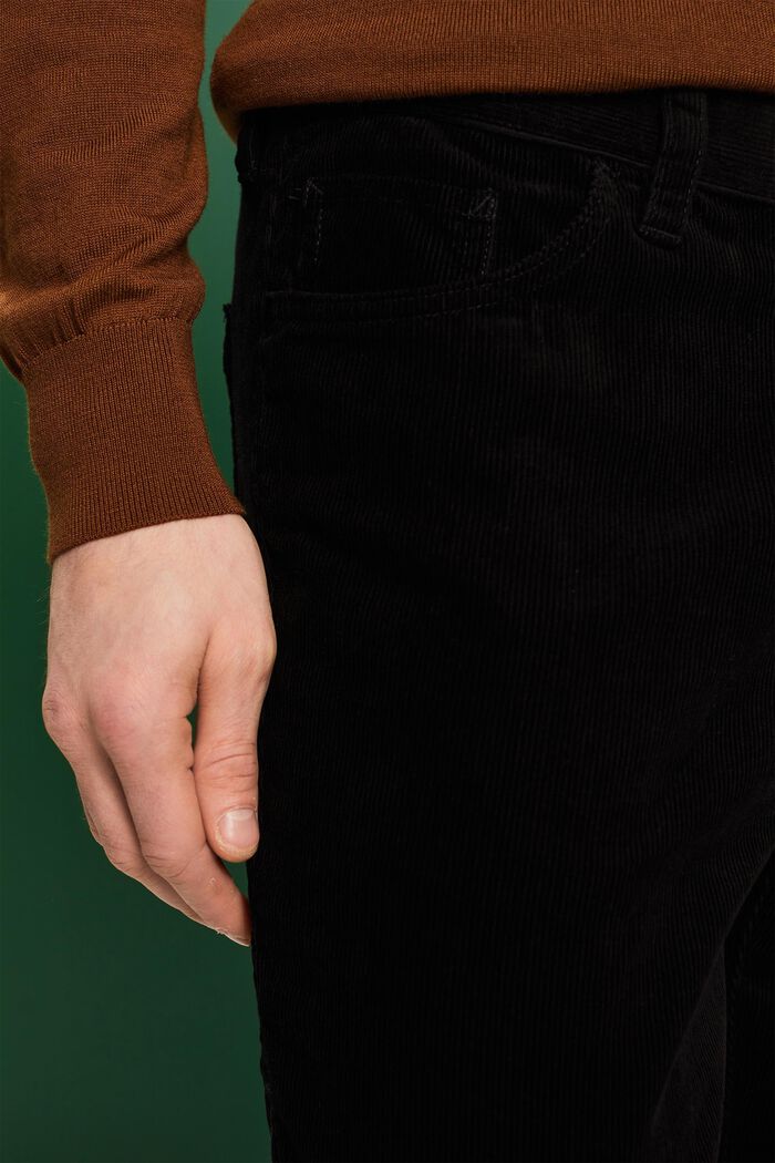 Pantalon en velours côtelé de style carpenter à coupe droite, BLACK, detail image number 2