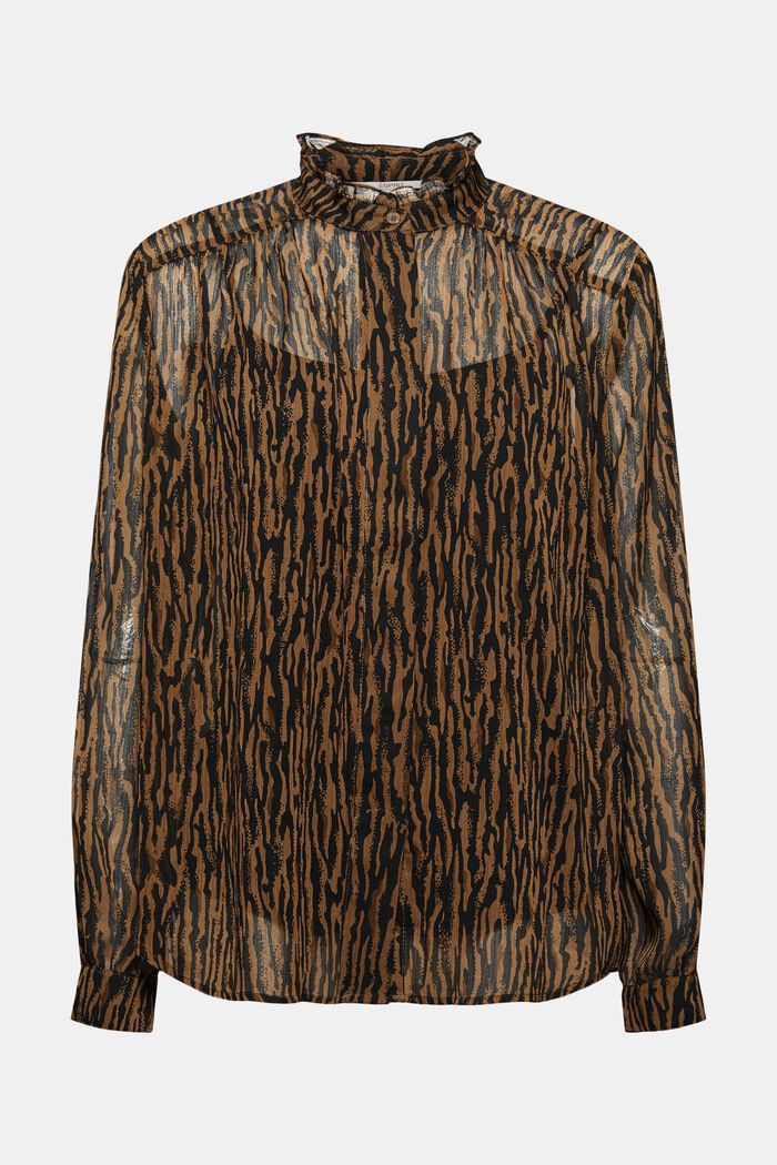 Chiffonbluse mit Animal-Print und Top, CAMEL, overview