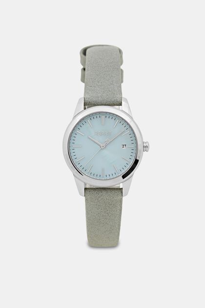 Edelstahl-Uhr mit Armband in Lederoptik