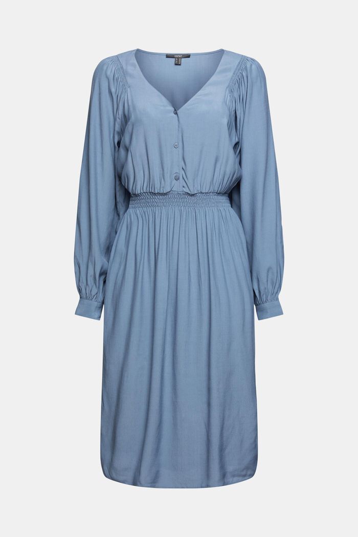 Unifarbenes Kleid, LENZING™ ECOVERO™, GREY BLUE, detail image number 5