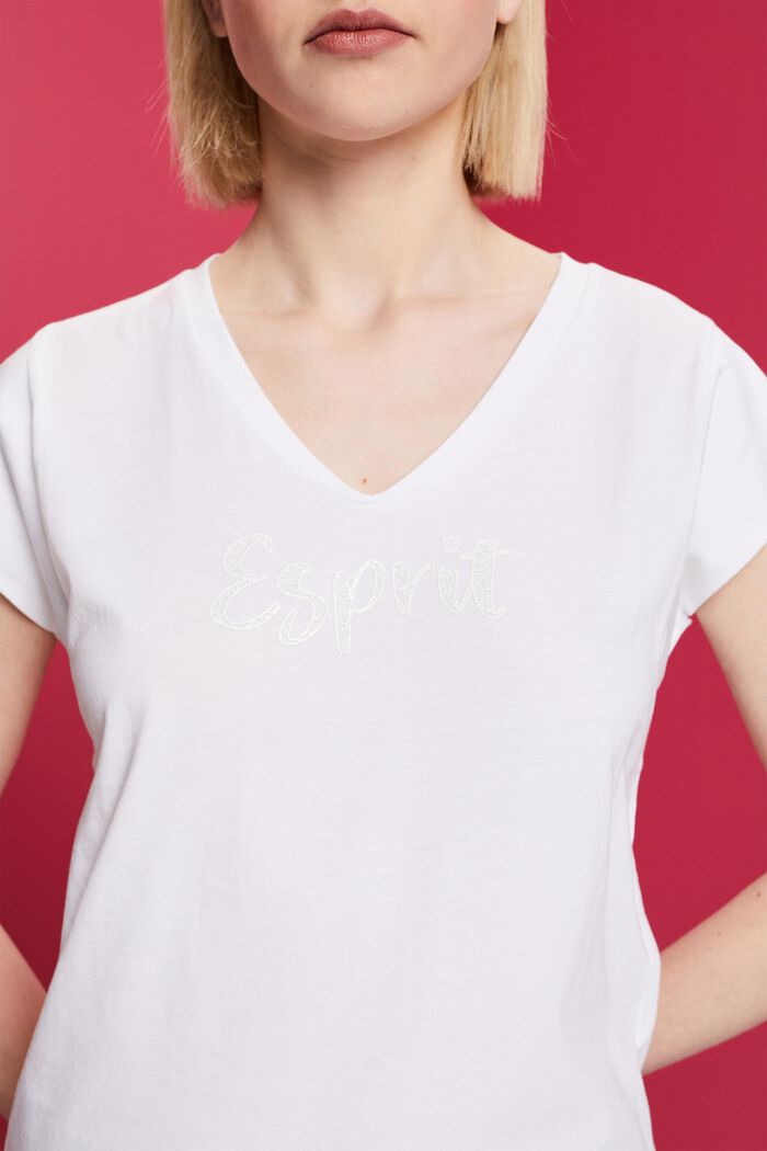 T-shirt imprimé ton sur ton, 100 % coton, WHITE, detail image number 2