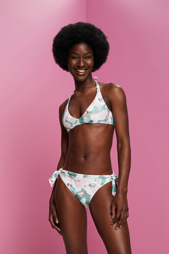 En matière recyclée : le haut de bikini dos-nu rembourré, KHAKI GREEN, detail image number 0