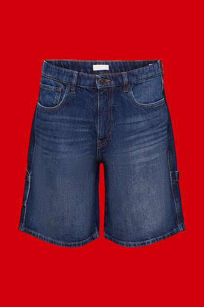 Short en jean de coupe Relaxed Fit, BLUE DARK WASHED, overview
