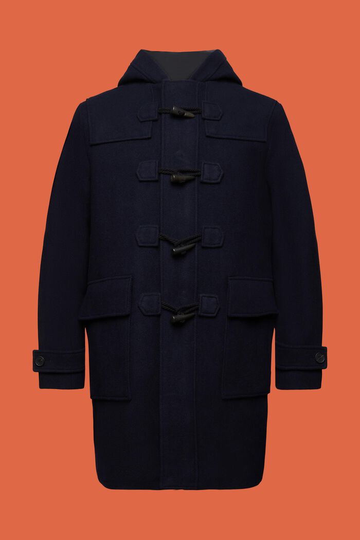 Manteau à boutons olive en laine mélangée, NAVY, detail image number 6
