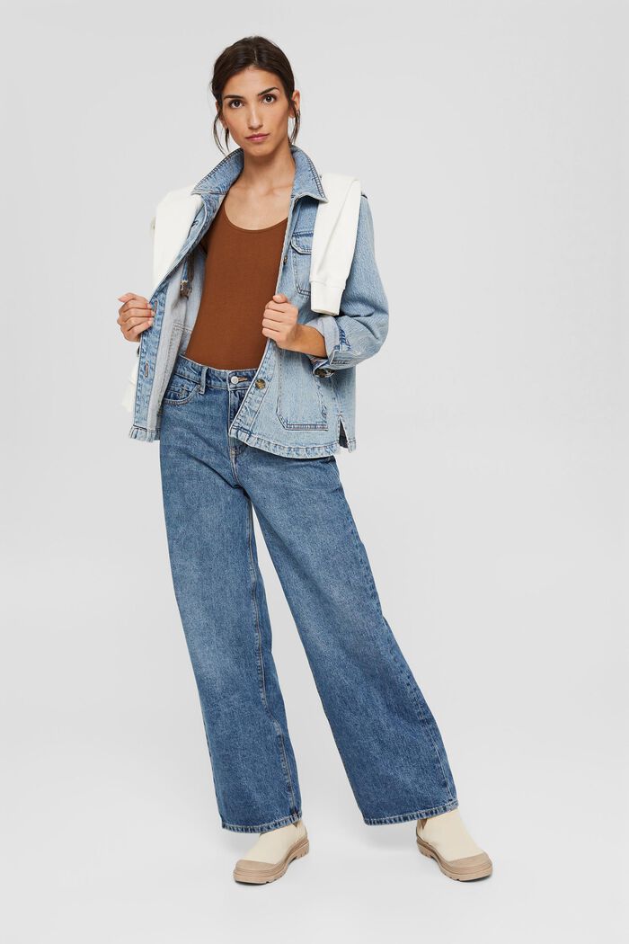 Jeans mit weitem Bein, 100% Bio-Baumwolle, BLUE MEDIUM WASHED, detail image number 1