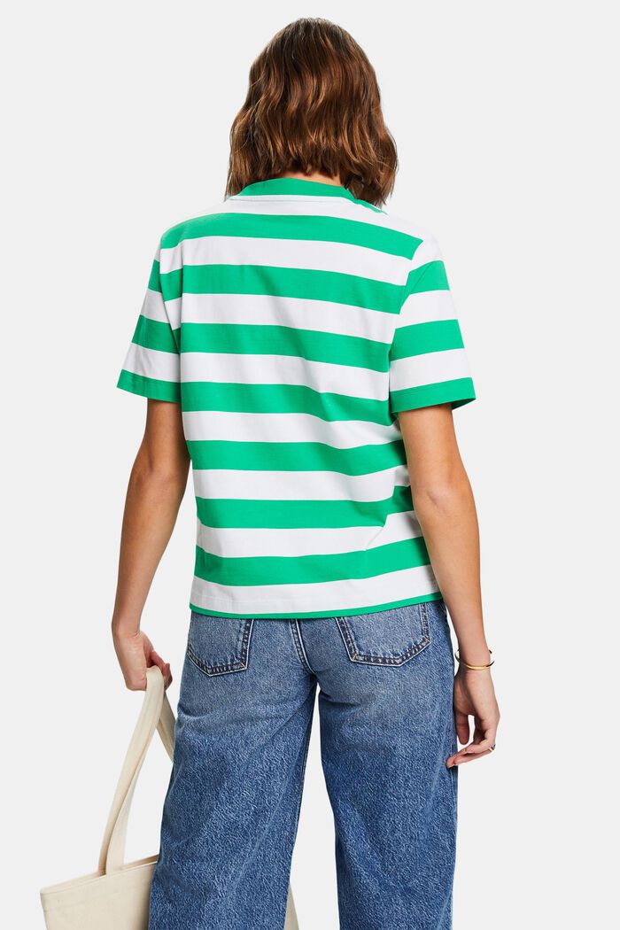 T-shirt à logo brodé rayé en coton Pima, GREEN, detail image number 2