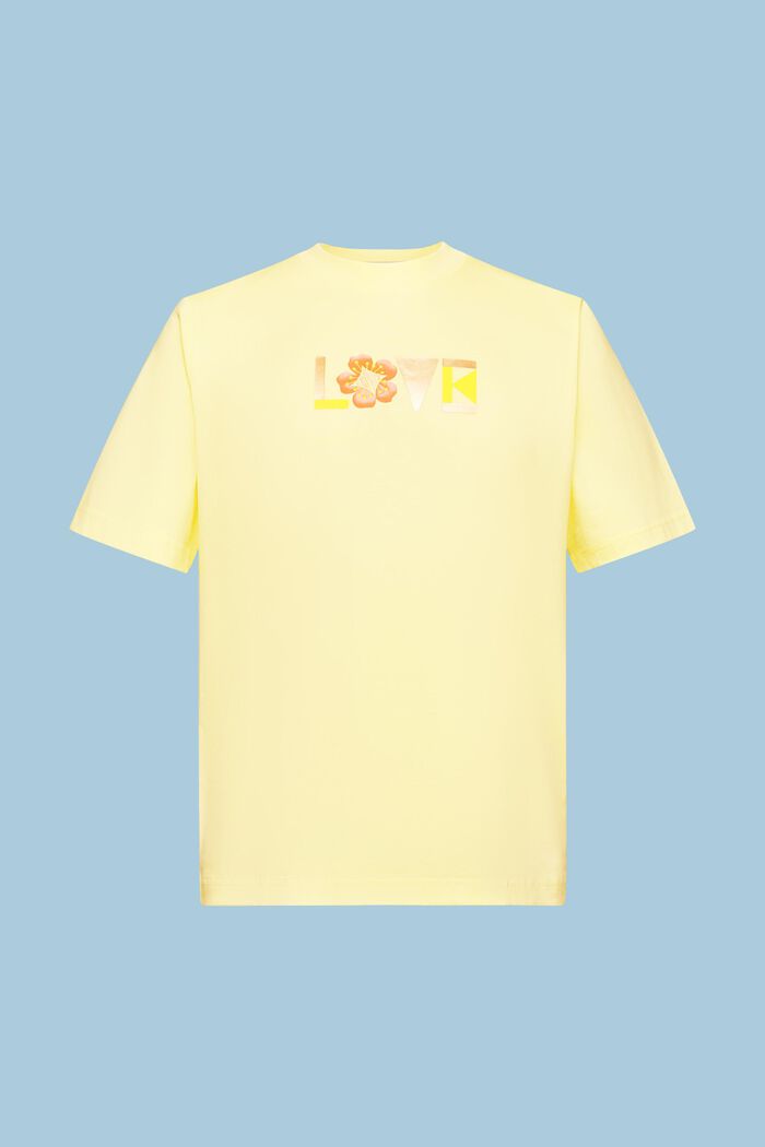 T-shirt unisexe en coton Pima imprimé, PASTEL YELLOW, detail image number 8