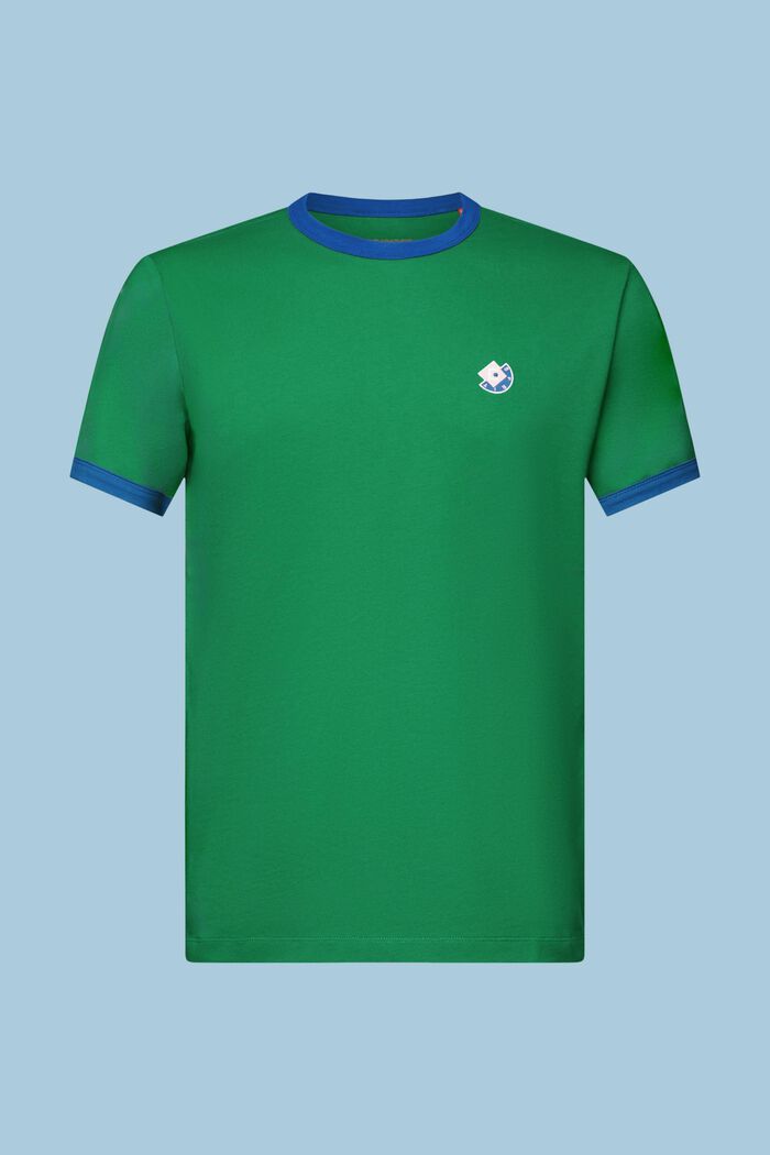T-shirt col rond en coton à logo, GREEN, detail image number 6