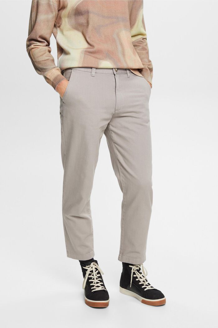 Pantalon en coton ample de coupe légèrement évasée, LIGHT GREY, detail image number 0