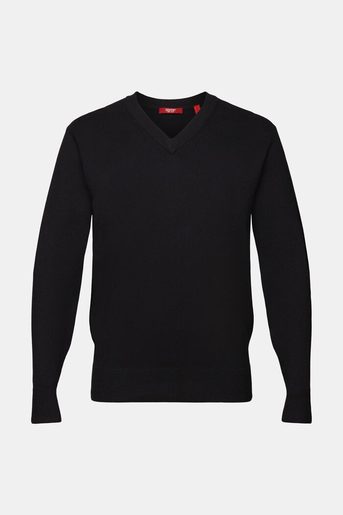 Pullover mit V-Ausschnitt, Wollmix, BLACK, detail image number 6