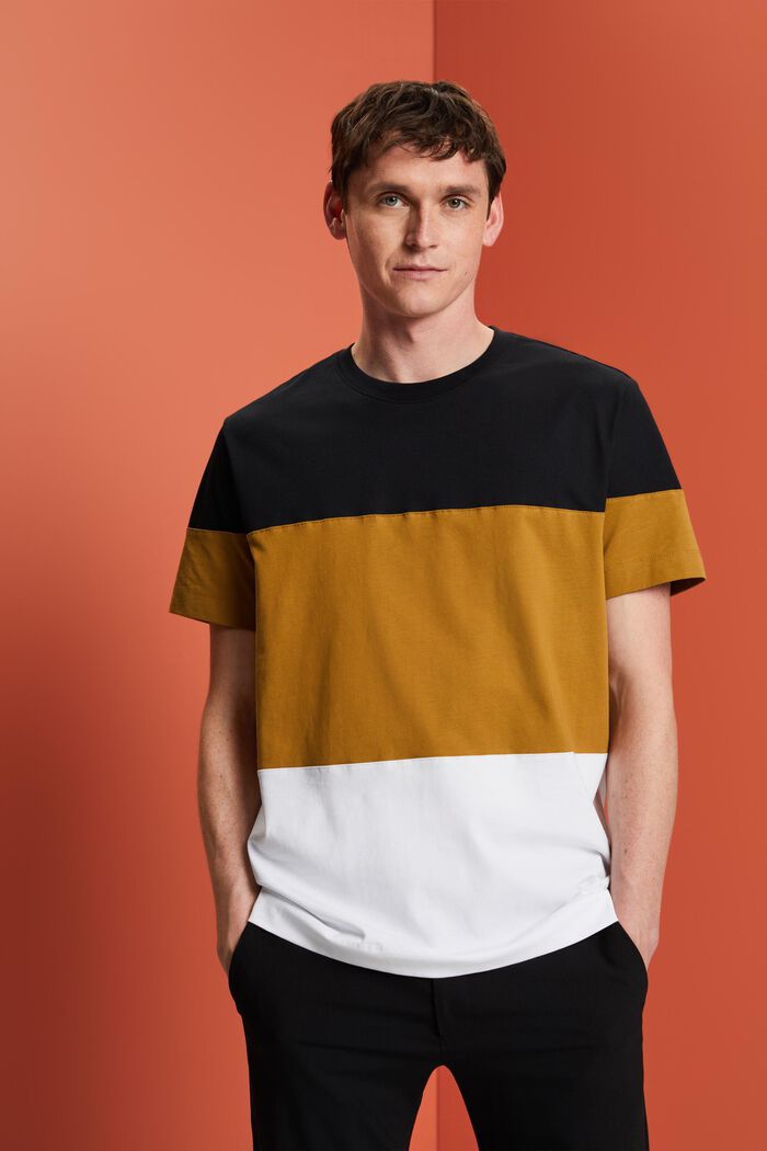 T-shirt color block, 100 % coton, BLACK, detail image number 0