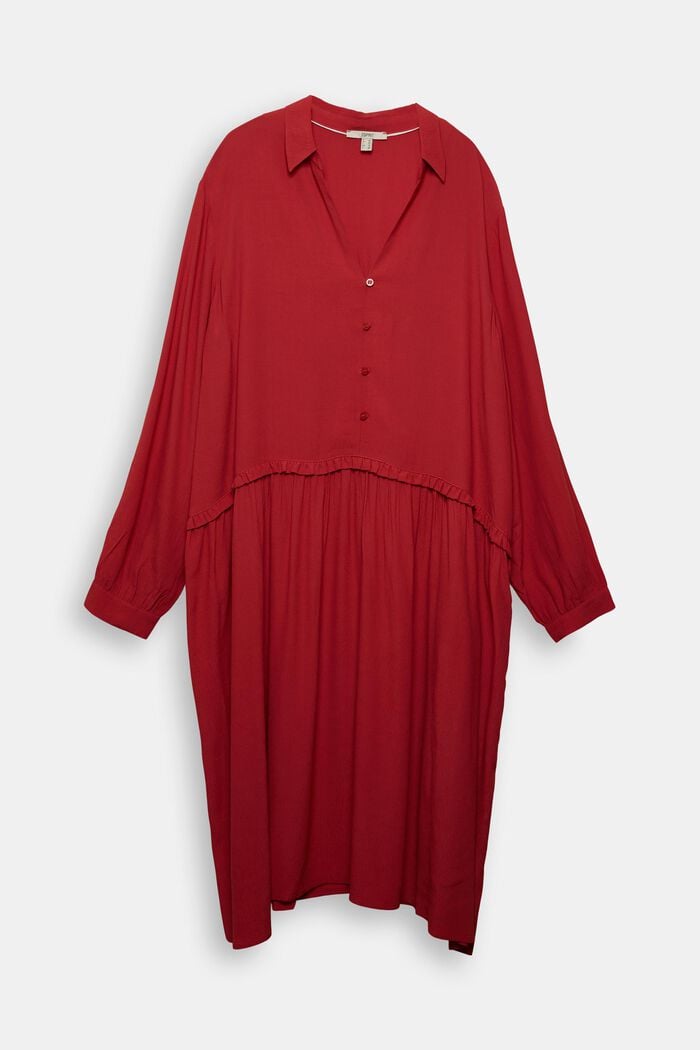 CURVY Kleid mit Rüschenkante, RED, detail image number 2