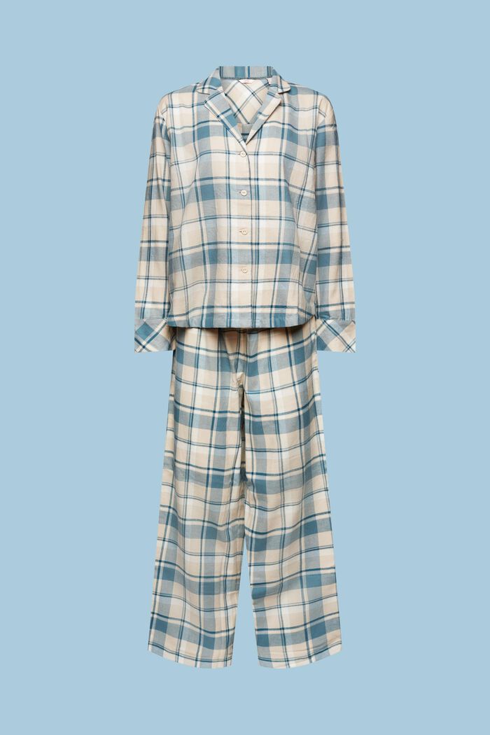 Ensemble de pyjama à carreaux en flanelle, NEW TEAL BLUE, detail image number 5